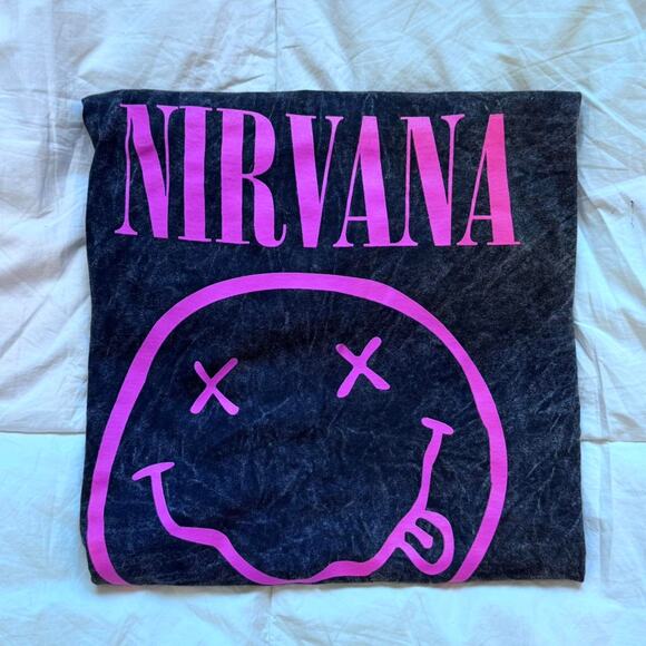 Source Unknown Other - Nirvana smiley graphic band tee L cotton casual emo gunge skater black pink